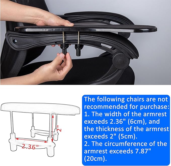 LL-COEUR 2 Pack Arm Support Wrist Rest for Table and Chair, Ergonomic Armrest Desk Extender, Multifunctional Computer Mouse Pad Holder (2 x Black)