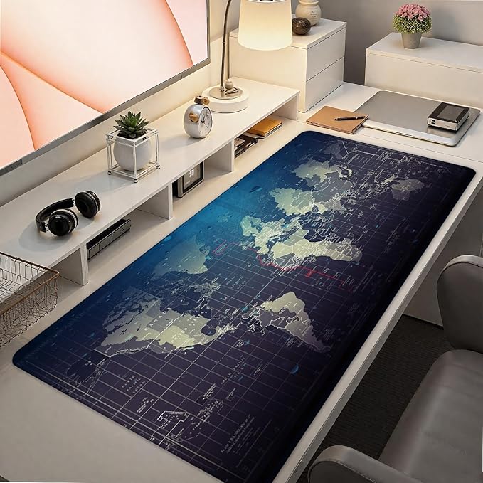World Map Mouse Pad 31.5x15.7inch, Map of The World Mouse Pads for Wireless Mouse Computers Laptop Desk Accessories
