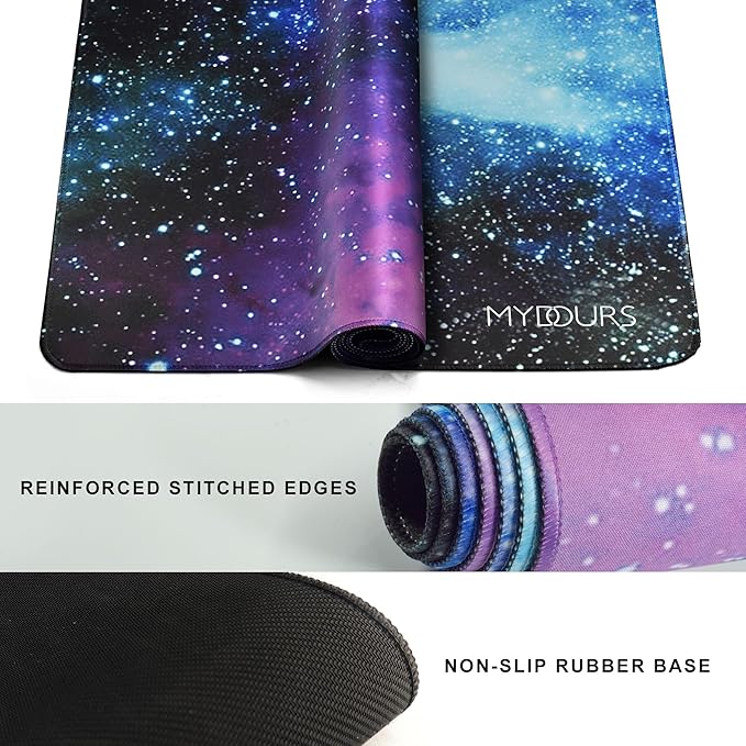 Mydours 40” x 16” XL Gaming Mouse Pad, Large Mouse Pad with Non-Slip Rubber Base & Smooth Lycra Fabric, Desk Mat for PC Gaming, Home Office, Desk Pad for Keyboard & Computer Accessories (Universe)
