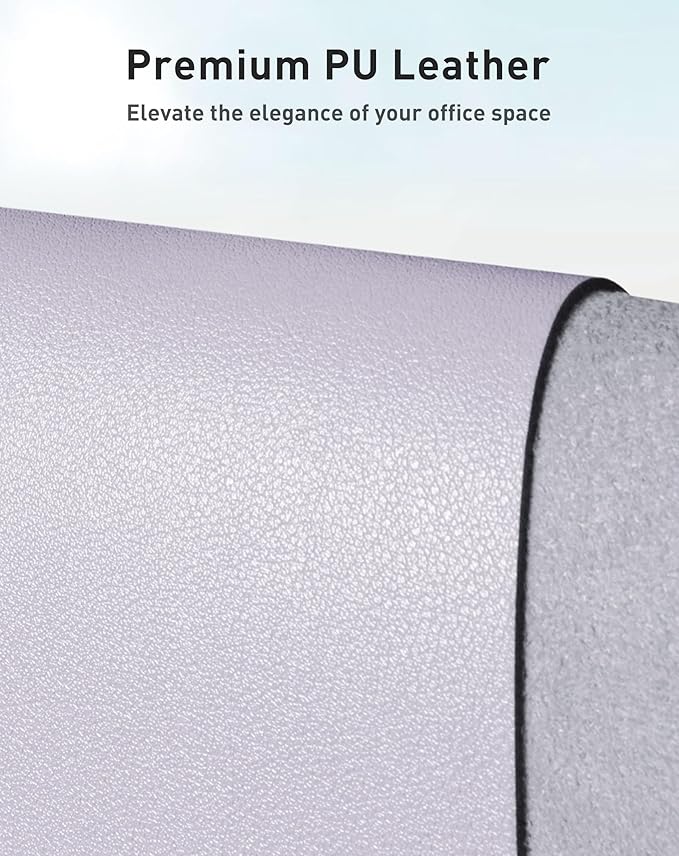 Aothia Faux Leather Desk Mat - Large Mouse Pad, Non-Slip PU Leather Blotter, Waterproof Writing Surface for Office and Home (Soft Lavender, 42" x 17")