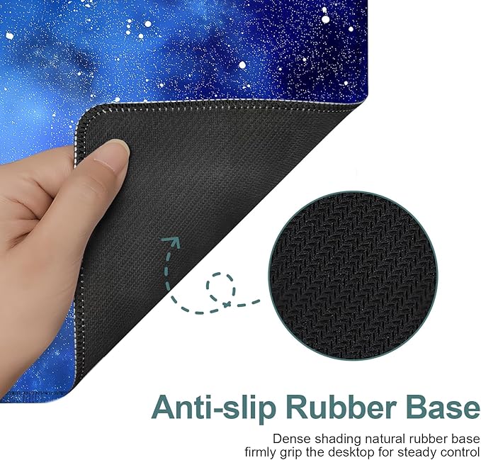 Starry Sky Extended Gaming Mouse Pad 35.4x15.7Inch Large Desk Mat Anti-Slip Rubber Base & Durable Stitched Edges for Gamers Smooth Mouse Writing Surface for Desk Office/Home