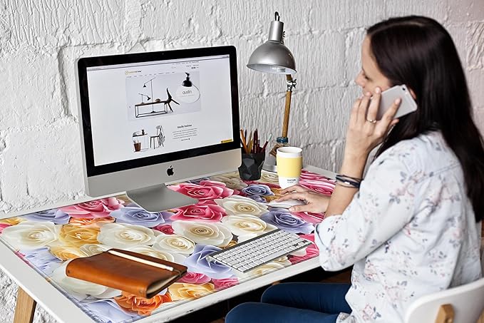 Giant 48x24 Large Mouse Pad XXXL Desk Mat Gaming Mousepad Huge Desk Pad Pink Rose 4XL Full Computer Mat for Protector Desktop Wireless