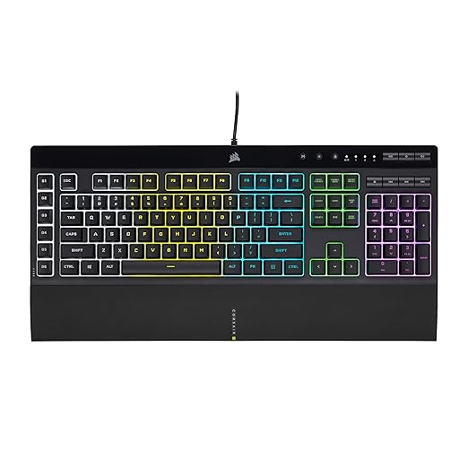 Corsair K55 RGB PRO Membrane Wired Gaming Keyboard – IP42 Dust and Spill-Resistant – 6 Macro Keys with Elgato Integration – iCUE Compatible – QWERTY NA – PC, Mac, Xbox – Black