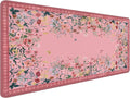 Vibrant Pink Flower Floral Large Mouse Pad 31.5x15.7inch, Aesthetic Wildflower Butterfly Botanical Big Extended Desk Mat Mousepad XL Gaming Keyboard Mat for Home Office Accessories