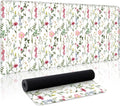White Kawaii Flower Mouse Pad Large Desk Mat Extended Keyboard Mouse Pad Cute Mousepad with Non-Slip Base and Stitched Edge Floral Mouse Mat Desk Pad 31.5 x 11.8 Mouse Pads for Desk Home Office Gaming