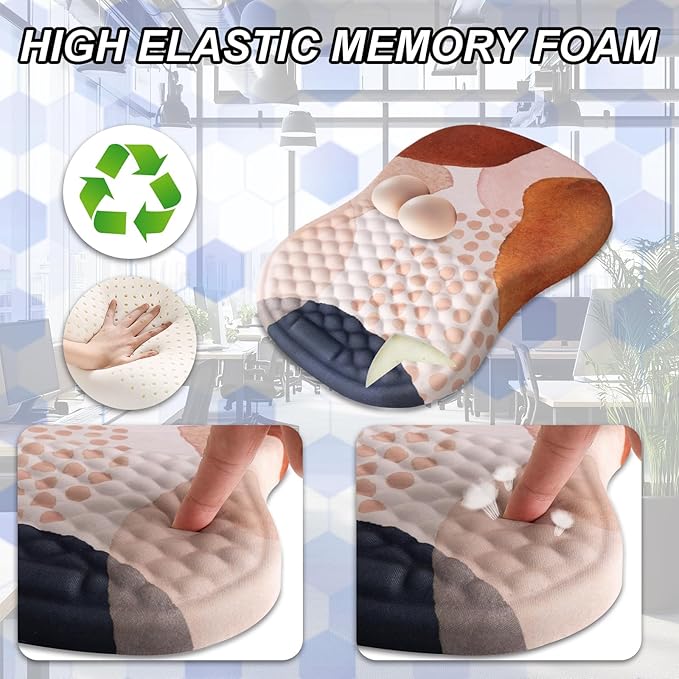 Ergonomic Mouse Pad Wrist Support and Keyboard Wrist Rest, Computer Carpal Tunnel Mouse Pads for Desk with Coaster Set, Memory Foam Mousepad with Non-Slip PU Base for Home Office (Coffee)