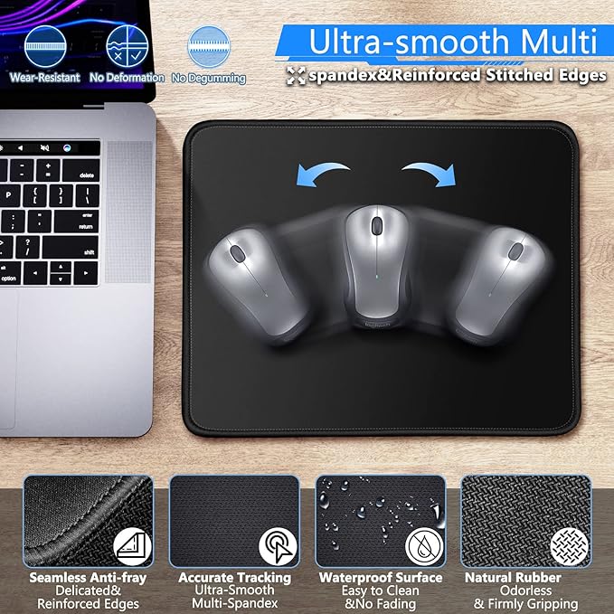 Gimars 3Pcs Memory Foam Keyboard Wrist Rest, Mouse Pad Wrist Support for Easy Typing, Ergonomic, Comfortable Keyboard Mouse Pad Set for Computer, Laptop, Home & Office