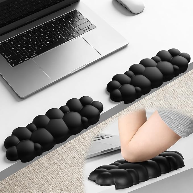 Elbow Pad for Desk, 2-Pack L-Shaped Desk Edge Arm Rest Cloud Wrist Rest, Non-Slip Memory Foam Wrist Pads, White Wrist Support for Keyboard, Mouse, Laptop