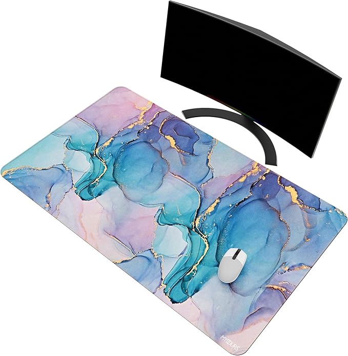 Mydours 40" x 24" Large Extended Gaming Mouse Pad with Stitched Edges, XXL Computer Mouse Mat, Premium-Textured Desktop Protection Desk Pad, Non-Slip Rubber Base Mouse Pad for Office and Home, Marble