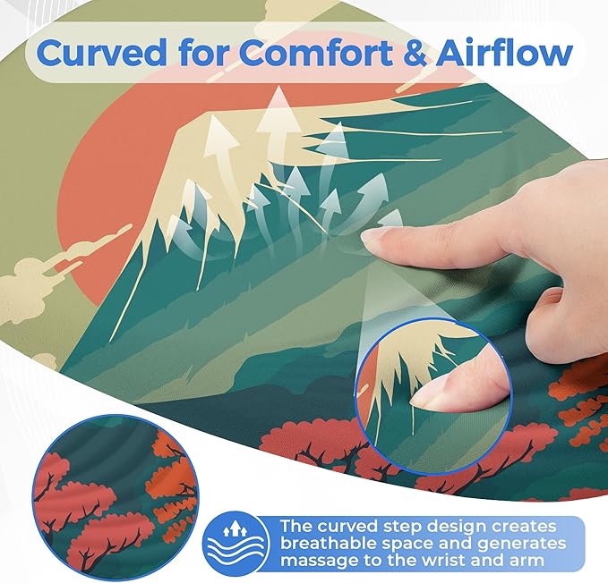 Ergonomic Mouse Pad with Wrist Support, Memory Foam Wrist Rest for Pain Relief & Carpal Tunnel, Non-Slip Base for Office, Computer, PC, Laptop (12x8x1.2inch, Fujisan)