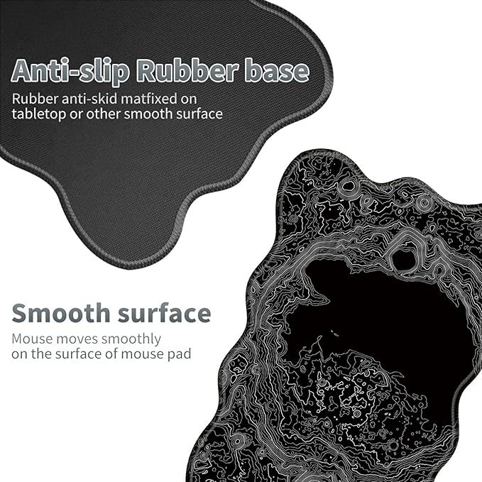 Lunar Surface Large Gaming Mouse Pad Plus a Coaster, 31.5 x 11.8 inches Desk Mat Extended XL Mousepad with Stitched Edge Non-Slip Rubber, Desk Pad Computer Mouse Mat for Home Office