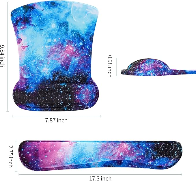 RICHEN Keyboard Wrist Rest Pad and Mouse Wrist Rest Support Mouse Pad Set,Durable & Comfortable & Lightweight for Easy Typing & Pain Relief-Ergonomic Support (Galaxy)