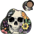 Cute Mouse Pad Plus 1 Coaster, Small Gaming Mouse Mat 11.8 x 9.45 inches, Travel Mouse Pads with Durable Stitched Edges Non-Slip Base, Sugar Skull Flowers Decor Mousepad for Office Home