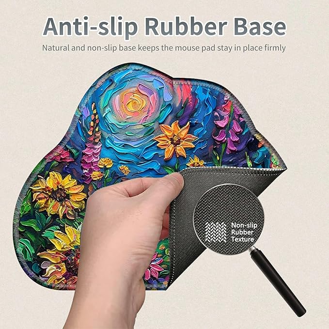 Cute Mouse Pad Plus 1 Coaster, Small Gaming Mouse Mat 11.8 x 9.45 inches, Travel Mouse Pads with Durable Stitched Edges Non-Slip Base, Vibrant Watercolor Flowers Decor Mousepad for Office Home