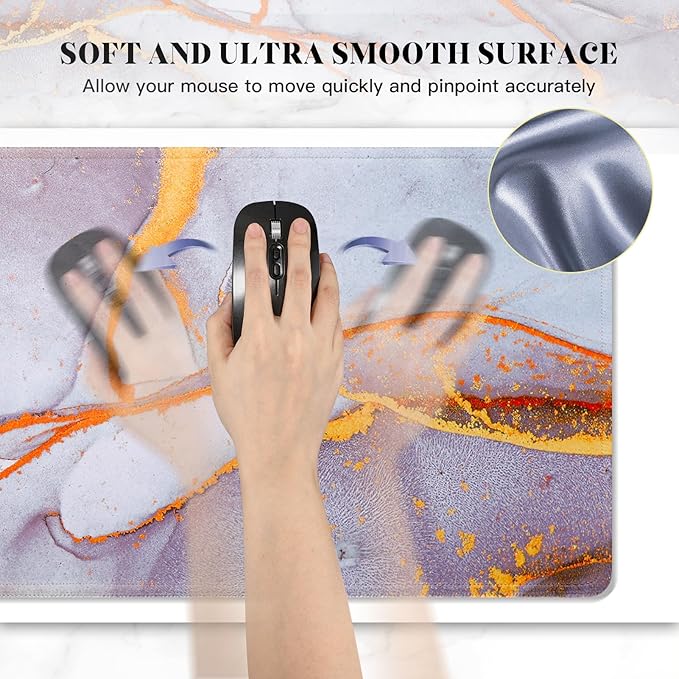 Gimars 4 in 1 Mouse Pad and Keyboard Wrist Rest Set, Large Mouse Pad with Memory Foam Wrist Support Pad for Desk with Coaster, Easy Typing, Gaming Office Home, 31.5x12 inch, Gray Golden