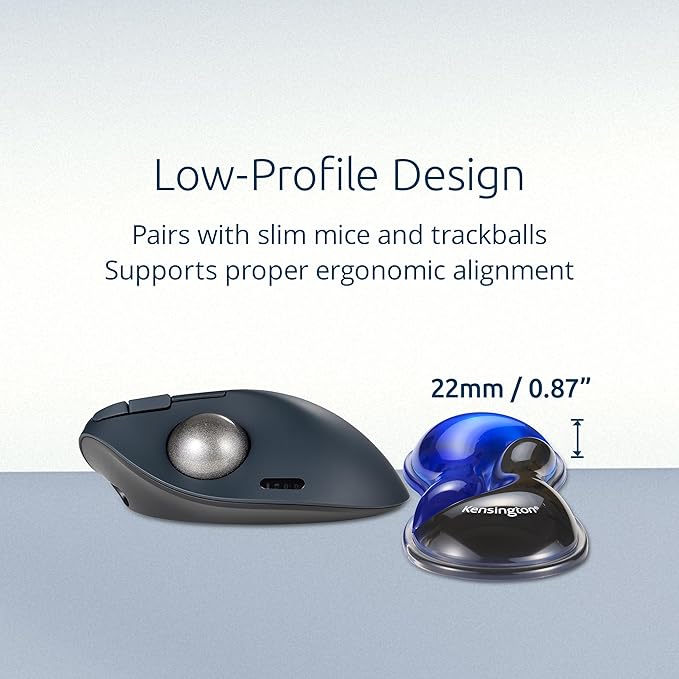 Kensington Slim Duo Gel Mouse Wrist Rest Support Cushion for Low Profile Mice & Trackballs, Ergonomic Mouse Wrist Support, Comfortable Non-Skid Gel, Blue 7.56" x 2.83" x 0.87" K62439NA