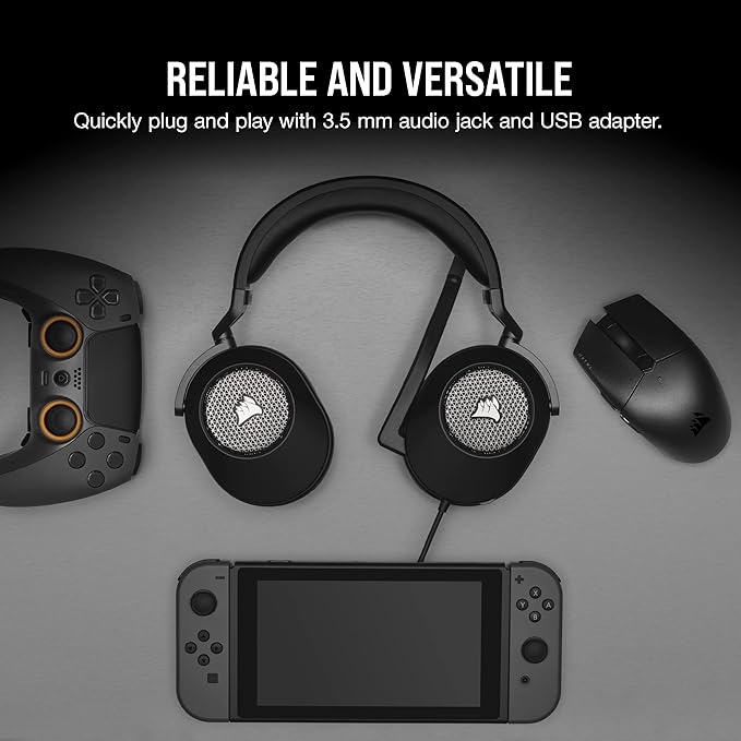 Corsair HS65 Surround Multiplatform Wired Gaming Headset – Dolby Atmos – SonarWorks SoundID – iCUE Compatible – PC, Mac, PS5, PS4, Xbox, Nintendo Switch, Mobile – Carbon