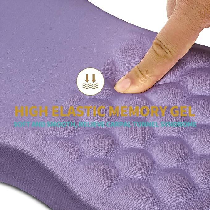Hokafenle Ergonomic Mouse Pad Wrist Support with Massage Design, Wrist Rest Mousepad with Memory Foam&Non-Slip PU Base, Mouse Pads for Wireless Mouse & Desk (12x8 inch,Lavender)