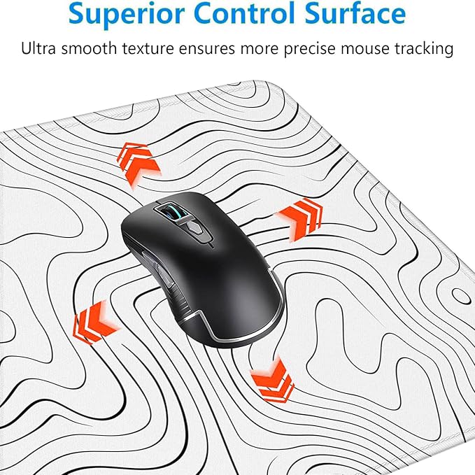 Topographic Map Desk Mat White Black Minimalist XL Mouse Pad Large Mousepad Extended Laptop Keyboard Mat Gaming Desk Pad Mouse Mat 31.5"x11.8" Office Computer Keyboard Laptop Home