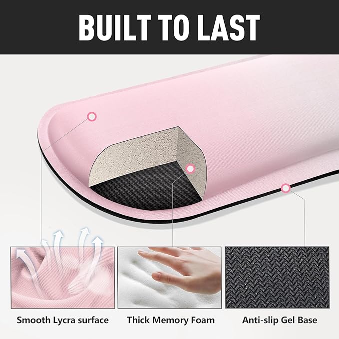 Gimars Upgrade Enlarge Silky Gel Memory Foam Keyboard Wrist Rest, Wrist Rest for Computer Keyboard, Ergonomic Mouse pad Rests for Typing, Wrist Support for Office, Gaming, Pink Gradient