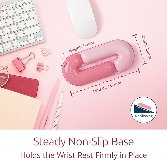 Kensington Gel Mouse Wrist Rest Support Cushion for Mice & Trackballs, Duo Gel Ergonomic Mouse Wrist Support, Comfortable Non-Skid, Loop Pink 7.4" x 3.27" x 0.7" K62828WW