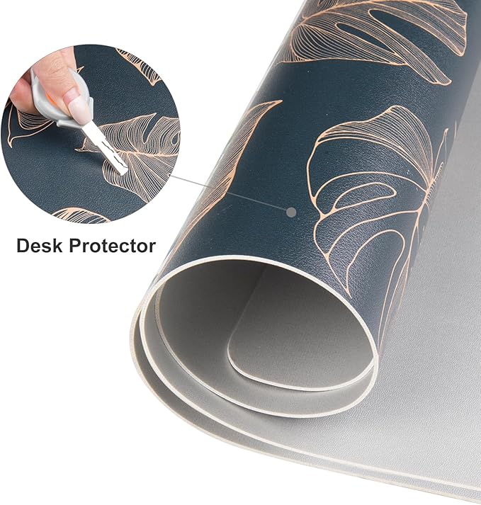 Colorful Star Large Mouse Pad, Monstera Leaves Waterproof Office Desk Mat, Non-Slip Gaming Mouse Pad, XXL PC Laptop Protector Pads, PU Leather Desk Writing Pads for Office Home, 31.5" x 15.7"