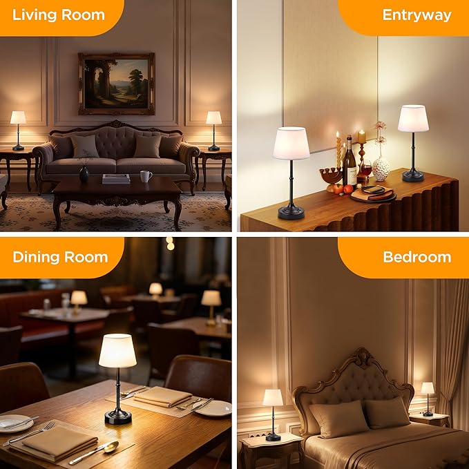 LUTEC Cordless Table Lamp, Battery Operated Lamp with 3 Color Temps and Stepless Dimming, 5200mAh Portable Rechargeable Table Lamp for Restaurant/Bedroom/Bars/Outdoor (Black)