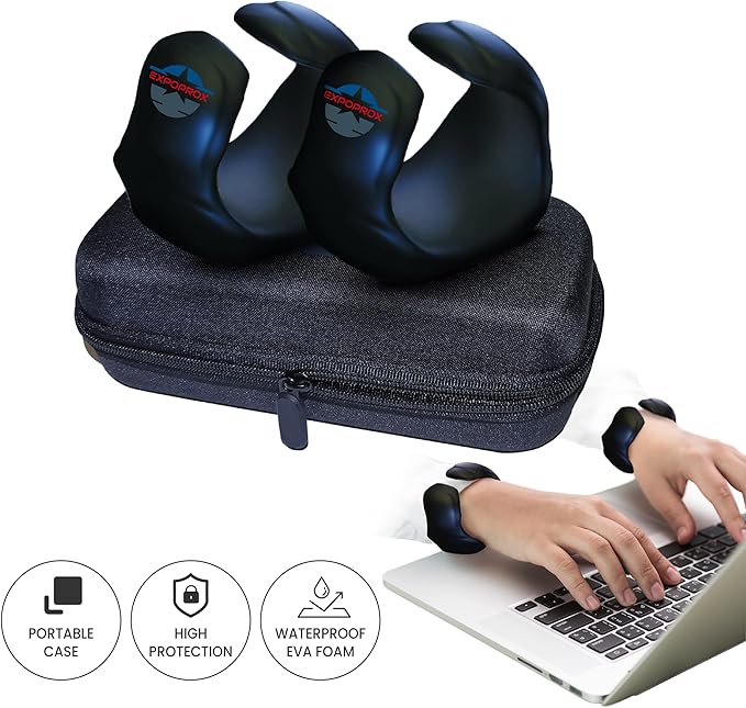 Wearable Gaming Wrist Rest for Keyboard, Mouse pad, Laptop, and PC Work or Gamer Support. (Black, X-XL)