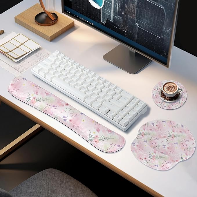 Ergonomic Keyboard Mouse Pad Wrist Rest Support Set for Laptop/Computer/Desktop,Memory Foam Hand Rest Wrist Cushion for Gaming/Office,Lightweight Comfortable (Little Goldfish)
