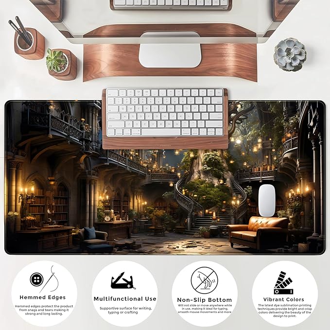 Vintage Aesthetic Desk Mat Adventure Extended Mouse Pad Large Gaming Mousepad XXL Dark Academia Desk Pad Laptop Computer Mouse Keyboard Mat 31.5 x 15.7 in for Office Desk Decor