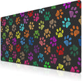 Desktop Mat Black, XXL Mouse Pads Pc Mouse Pad, Mat Mouse Pad Non-Slip Rubber Base Waterproof with Stitched Edges, 35.4 X 15.7 inch for Work/Game/Office/Home Colorful Animal Pets Dog Paw