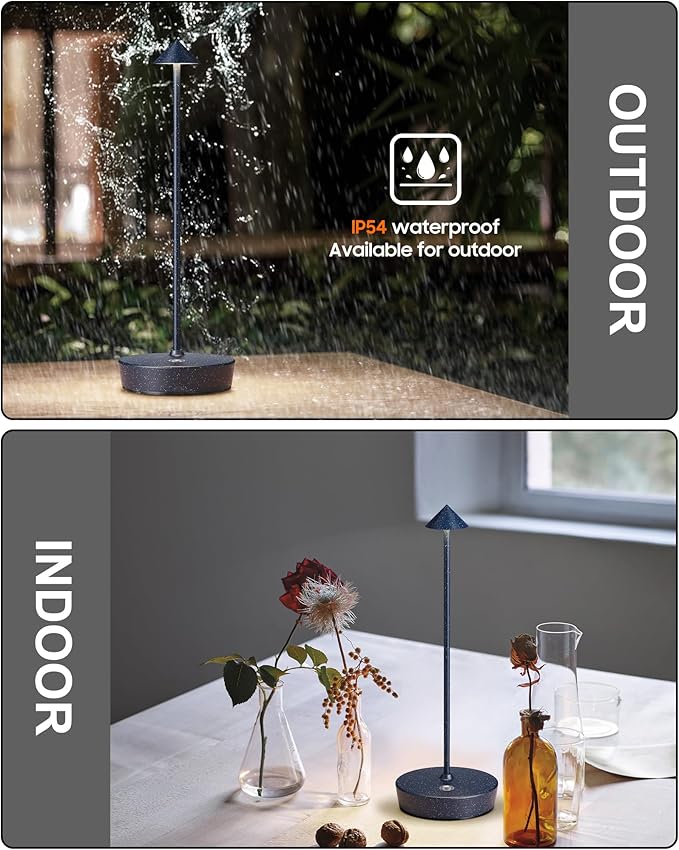 Cordless Table Lamps Rechargeable, 6000mAh Battery Operated LED Desk Lamp Outdoor Waterproof Portable Touch Dimmable Table Light for Patio Restaurant Dining Home Set of 2 Starlight