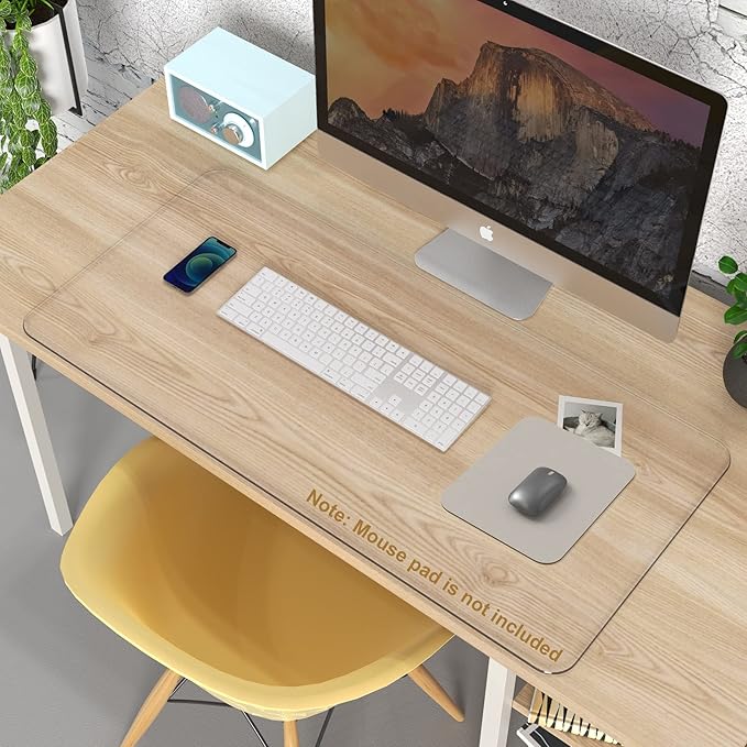 Oterri Clear Writing Desk Pad, 35.4’’x17” Heat Resistant Waterproof PVC Round Edge Durable Desk Protect Mat, Anti-Static Writing Mat Table Protector