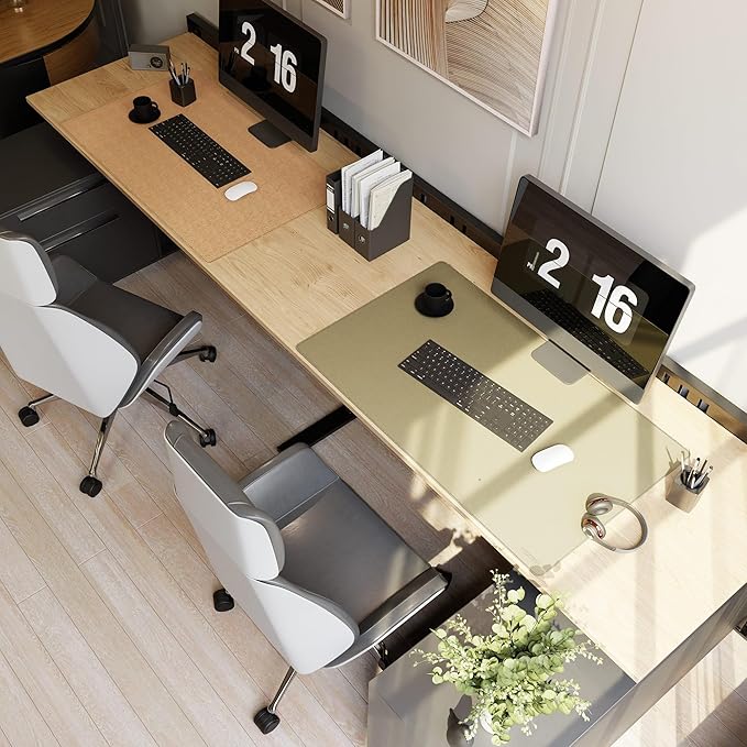 MAIDERN 40” x 24” Leather Desk Mat XL, Large Desk Pad, Reversible Cork & Leather Large Mouse pad for Desk, Waterproof Computer Desk Mat for Gaming Home Office (Golden)