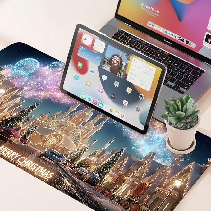 Desk Mat, XXL Extended Gaming Pad for Desktop, 31x12 Inches Magical Castle Fairytale Scene, Large Non-Slip Vegan Leather Keyboard Mouse Mat for Home Office