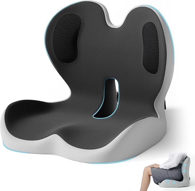Ergonomic Seat Cushion,Office Chair Cushion with Lumbar Support Pillow,Car Orthopedic Seat Cushions,Designed for Sciatica,Tailbone,Back Pain Relief,for Office,Car,Truck,Home,Desk Chair