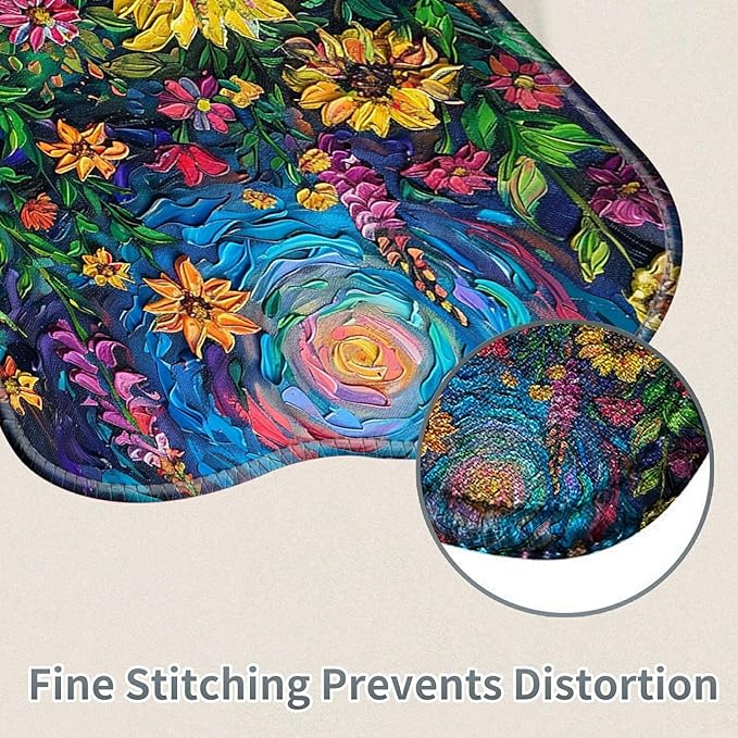 Cute Mouse Pad Plus 1 Coaster, Small Gaming Mouse Mat 11.8 x 9.45 inches, Travel Mouse Pads with Durable Stitched Edges Non-Slip Base, Vibrant Watercolor Flowers Decor Mousepad for Office Home