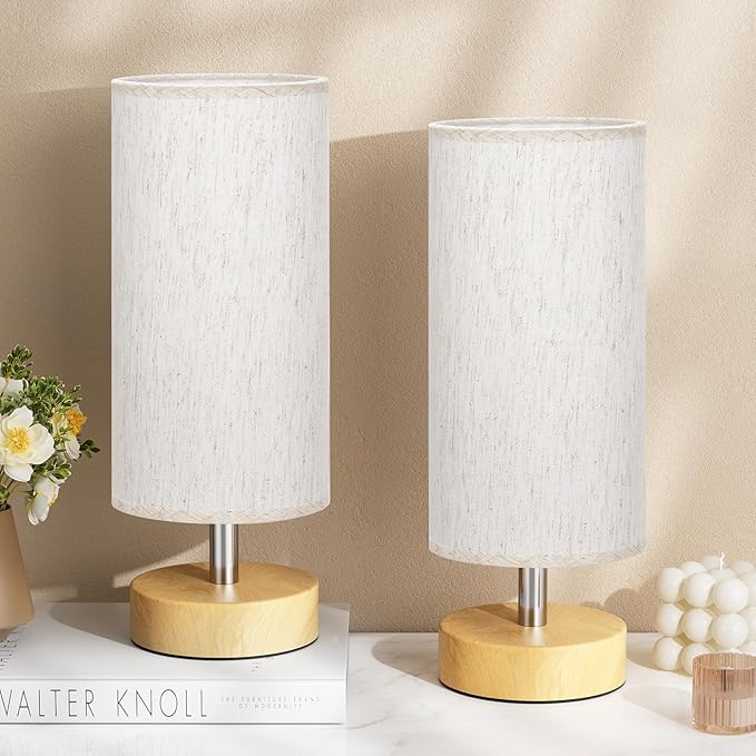 Small Table Lamp for Bedroom Set of 2 - Bedside Lamps for Night Stands, Minimalist Nightstand Light Lamp, Desk Lamps for Reading Room, Kids Room, Living Room, Office, Dorm