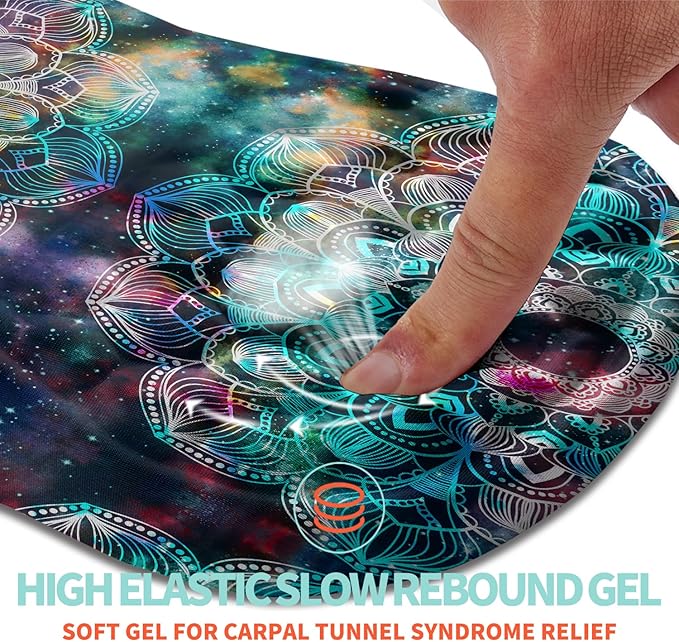 Ergonomic Mouse Pad Wrist Support with Memory Foam Massage Bulge, Wrist Ergonomic Support Mousepad Wrist Rest for Mouse (12x8 inch, Mandala)