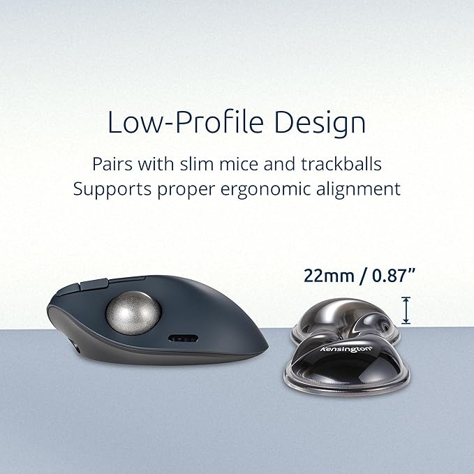 Kensington Slim Duo Gel Mouse Wrist Rest Support Cushion for Low Profile Mice & Trackballs, Ergonomic Mouse Wrist Support, Comfortable Non-Skid Gel, Gray 7.56" x 2.83" x 0.87" K62438NA