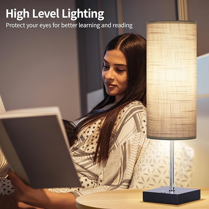 AVV Cordless Table Lamp, 5000mAh Battery Operated Lamp for Night Stand, 3 Modes Battery Powered Wireless Table Lamp, Touch Control Rechargeable Lamp for Bedroom, Living Room, 18 Inch Grey