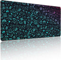 XXL Gaming Mouse Pad, Gradient Icon Design, 35.4 x 15.7 Inches, Microfiber Cloth, Rectangular, Non-Slip Rubber Base