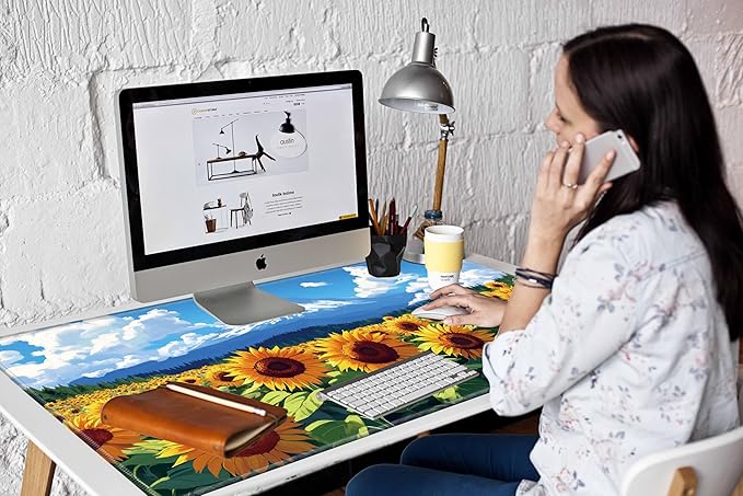 Large Mouse Pad 48x24 Desk Matt for Desktop Gaming Mousepad Sunflower Computer Mat 4XL Huge Desk Pad Oversized Giant Mouse Mat for Girl Women Office Work