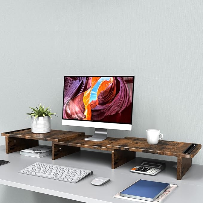 Zimilar Dual Monitor Stand Riser – Rust Brown Large