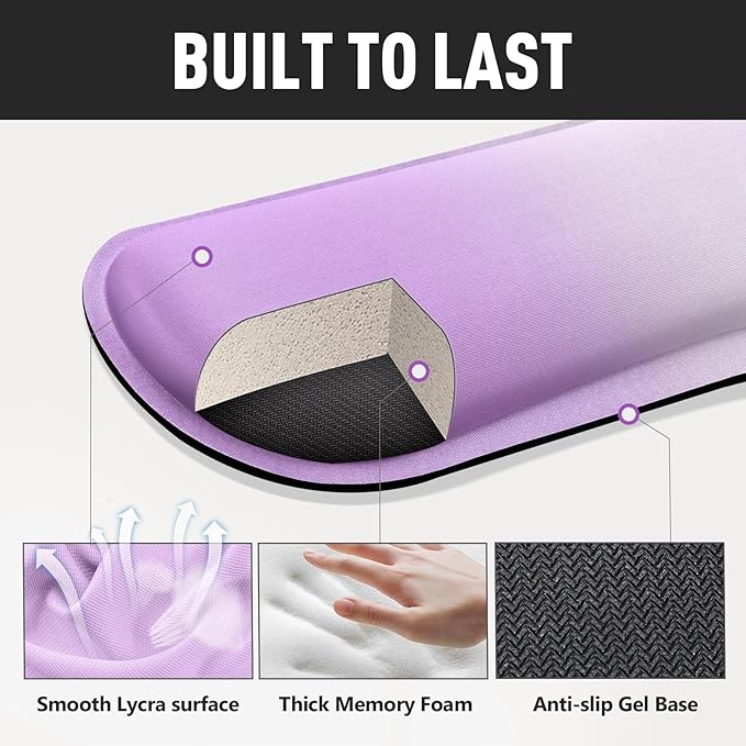 Gimars Upgrade Enlarge Silky Gel Memory Foam Keyboard Wrist Rest, Wrist Rest for Computer Keyboard, Ergonomic Mouse pad Rests for Typing, Wrist Support for Office, Gaming, Purple Gradient