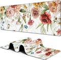 Large Mouse Pad Watercolor Flowers with Butterfly Extended Gaming Mousepad Waterproof Desk Pad with Non-Slip Base and Stitched Edge 11.8 x 31.5 Inch Keyboard Mouse Mat for Home Office Decor