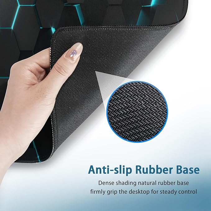 Gaming Mouse Pad, Blue Honeycomb Science Technology Extended Mouse Pad Gaming Large, Big Desk Mat with Non-Slip Base and Stitched Edge,Long Computer Keyboard Mouse Mat for Home Office Work 31.5"x15.7"
