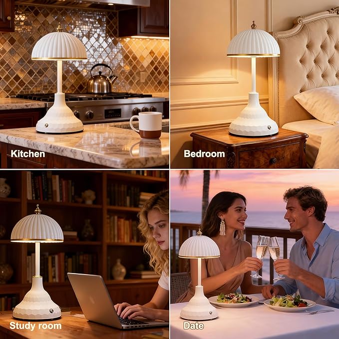 Touch lamp,night light for kids,rechargeable light,suitable for bedrooms, desks,terraces,and outdoor tables.Dimmable LED eye-protection night light,also an ideal Christmas gift for teenagers(White)