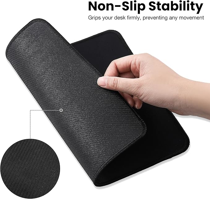 ALOANES Mouse Pad with Stitched Edge, Non-Slip Rubber Base Mouse Mat for Laptop& Computer, Small Mouse Pad for Gamer, Office & Home, Black Square Mousepad 9.8''x 8.3''x 0.08''