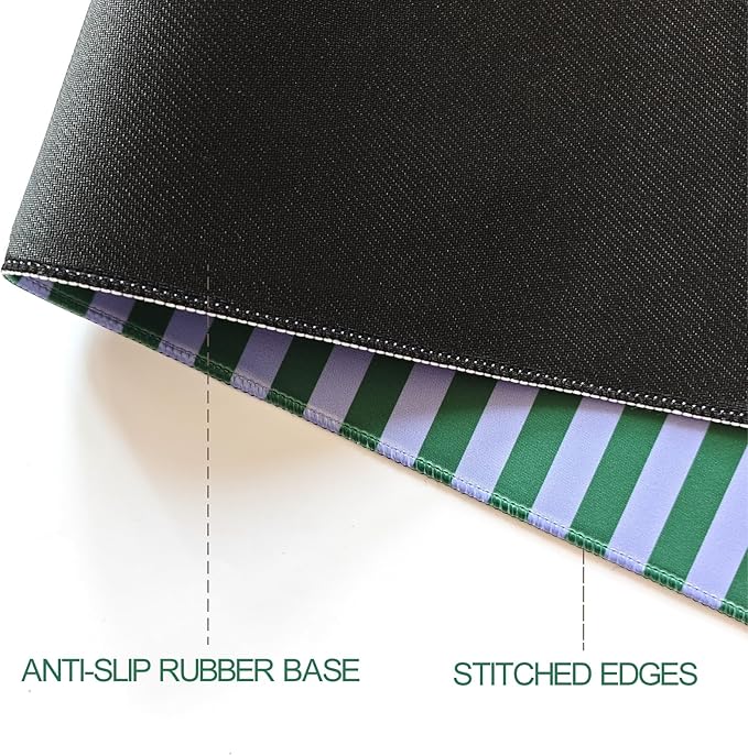 Green Teal Striped Desk Mat Cute Pastel XXL Large Gaming Mouse Pad Desk Pad Kawaii Aesthetic Home Office Decor Cozy Keyboard Laptop Computer Mat